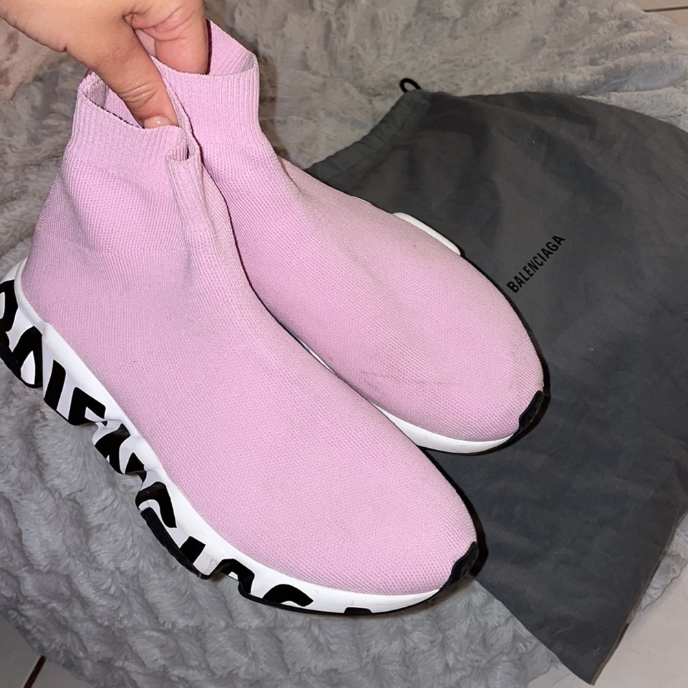 Pink Balenciaga Mid Speed Sock Sneaker